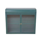 Chic Crate – Armoire murale 2 portes en métal vert armée avec étagères en verre trempé | Pour plusieurs pièces | Salle de bain, cuisine, bureau