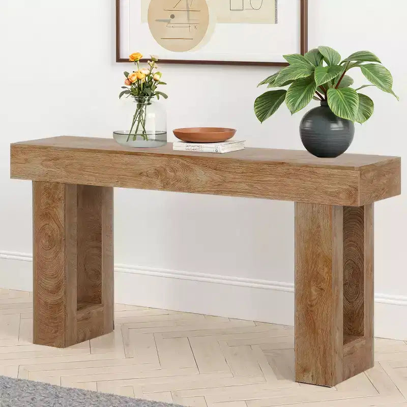 MAYEERTY Table console rustique de style campagnard de 63 pouces, table d'appoint pour entrée