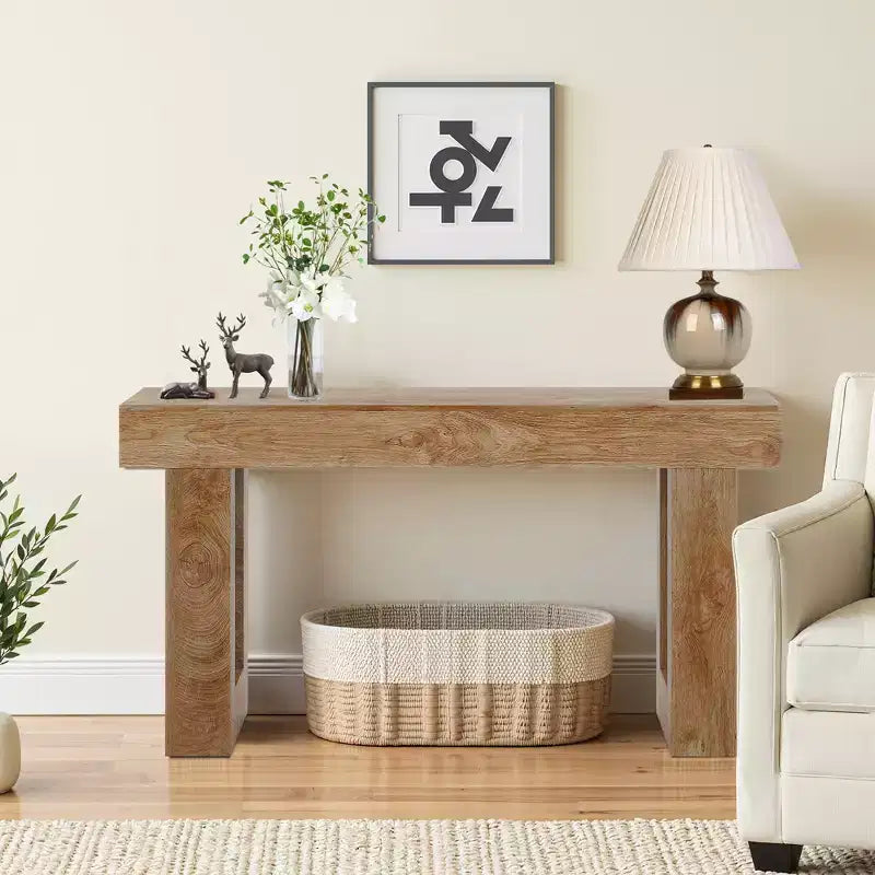 MAYEERTY Table console rustique de style campagnard de 63 pouces, table d'appoint pour entrée