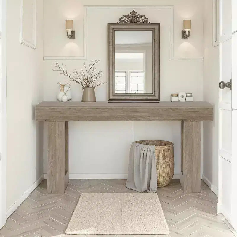 MAYEERTY Table console rustique de style campagnard de 63 pouces, table d'appoint pour entrée
