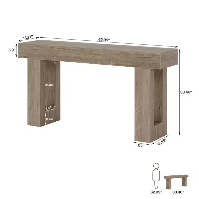 MAYEERTY Table console rustique de style campagnard de 63 pouces, table d'appoint pour entrée