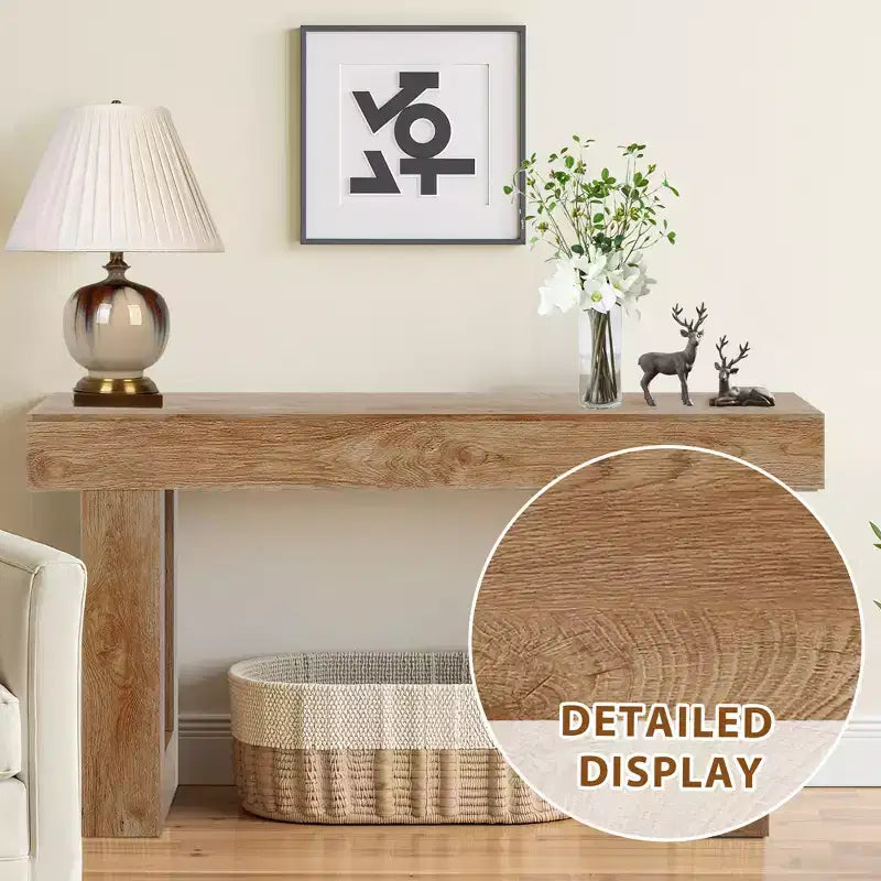 MAYEERTY Table console rustique de style campagnard de 63 pouces, table d'appoint pour entrée