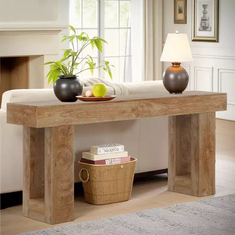 MAYEERTY Table console rustique de style campagnard de 63 pouces, table d'appoint pour entrée