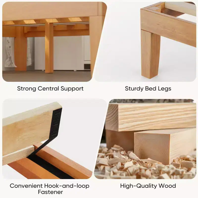 MAYEERTY Cadre de lit en bois sans ressort avec lattes robustes, design minimaliste et installation facile