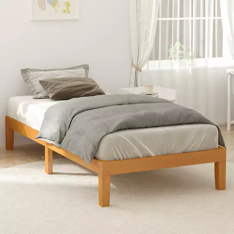 MAYEERTY Cadre de lit en bois sans ressort avec lattes robustes, design minimaliste et installation facile