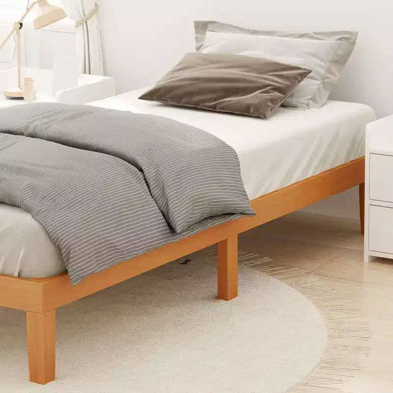 MAYEERTY Cadre de lit en bois sans ressort avec lattes robustes, design minimaliste et installation facile