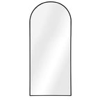 Miroir en pied cintré 71x31, Miroir pleine longueur encadré en alliage d'aluminium noir mince pour salle de bain, chambre à coucher, salon/dressing avec support