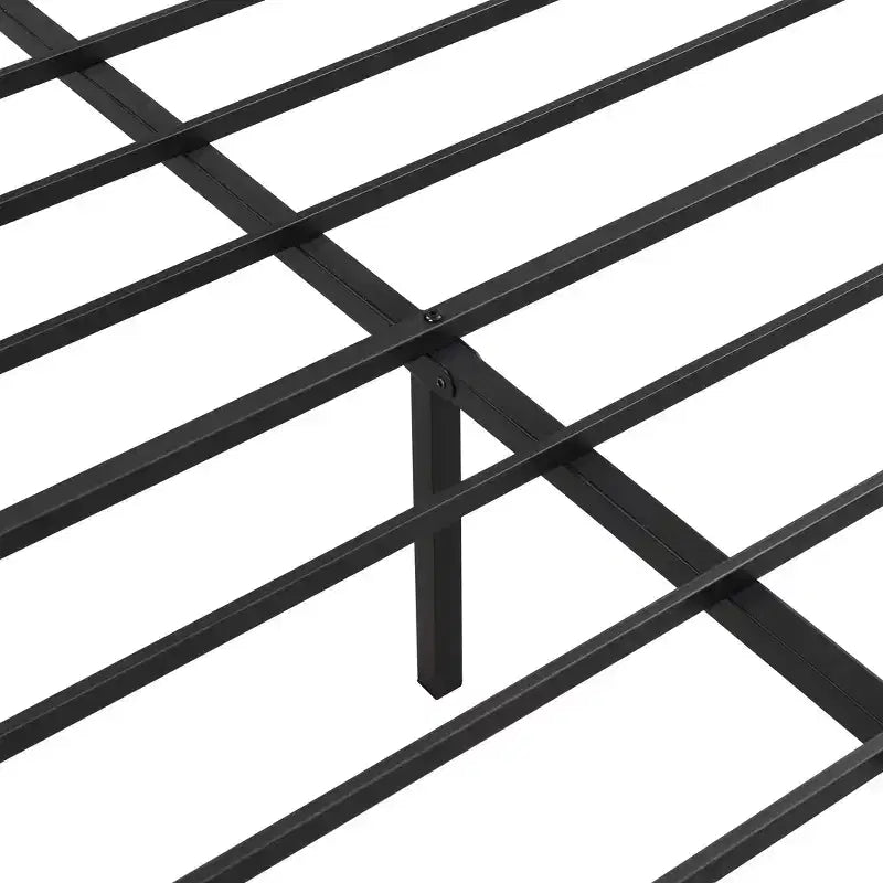 Cadre de lit King Size Okak avec tête de lit, lit plateforme moderne avec décorations en bois pour chambre à coucher, noir