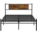 Cadre de lit King Size Okak avec tête de lit, lit plateforme moderne avec décorations en bois pour chambre à coucher, noir