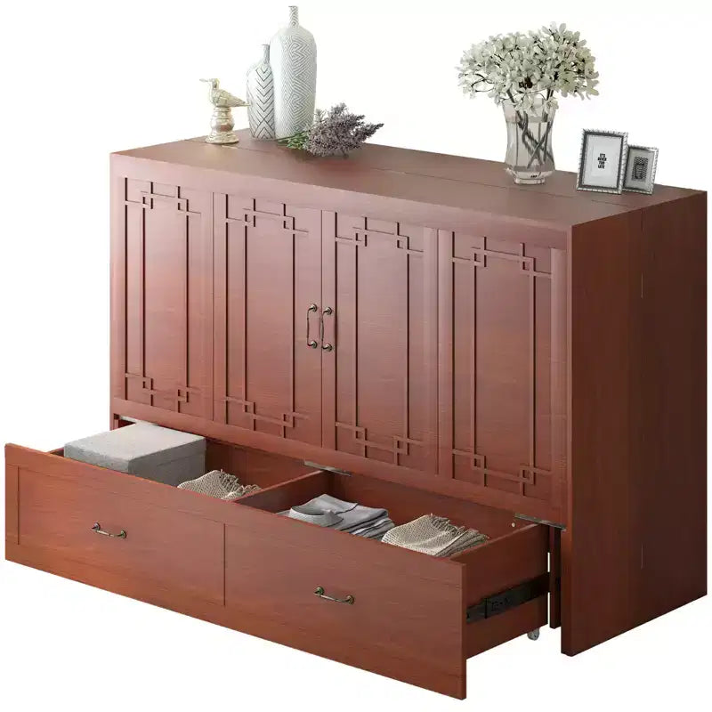 Lit escamotable Mjkone Queen avec matelas, lit-armoire cube pliable et compact