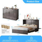Lit escamotable Mjkone Queen avec matelas, lit-armoire cube pliable et compact