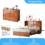 Lit escamotable Mjkone Queen avec matelas, lit-armoire cube pliable et compact