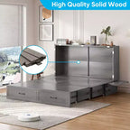 Lit escamotable Mjkone Queen avec matelas, lit-armoire cube pliable et compact
