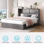 Lit escamotable Mjkone Queen avec matelas, lit-armoire cube pliable et compact