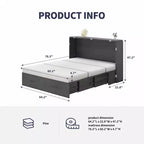 Lit escamotable Mjkone Queen avec matelas, lit-armoire cube pliable et compact