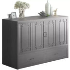 Lit escamotable Mjkone Queen avec matelas, lit-armoire cube pliable et compact