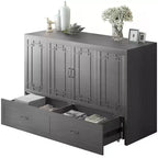 Lit escamotable Mjkone Queen avec matelas, lit-armoire cube pliable et compact