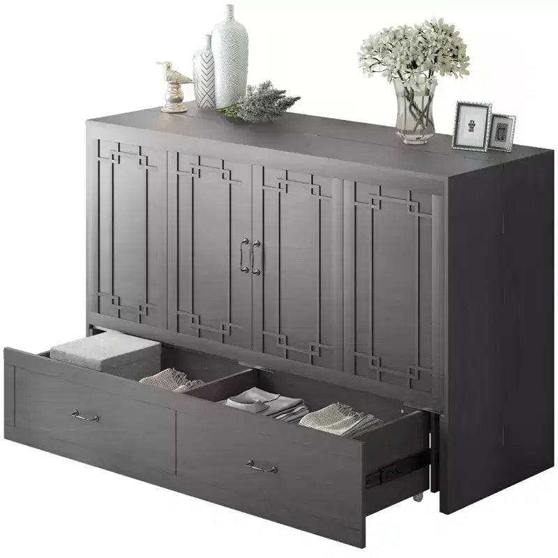 Lit escamotable Mjkone Queen avec matelas, lit-armoire cube pliable et compact
