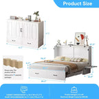 Lit escamotable Mjkone Queen avec matelas, lit-armoire cube pliable et compact