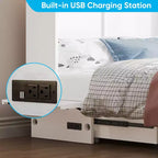 Lit escamotable Mjkone Queen avec matelas, lit-armoire cube pliable et compact