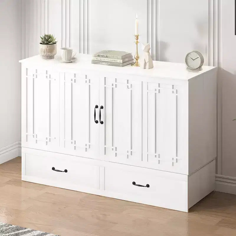 Lit escamotable Mjkone Queen avec matelas, lit-armoire cube pliable et compact