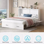 Lit escamotable Mjkone Queen avec matelas, lit-armoire cube pliable et compact