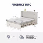 Lit escamotable Mjkone Queen avec matelas, lit-armoire cube pliable et compact