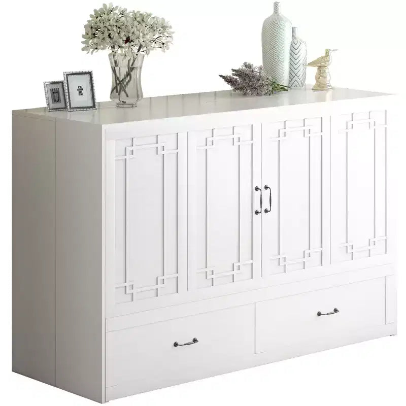 Lit escamotable Mjkone Queen avec matelas, lit-armoire cube pliable et compact