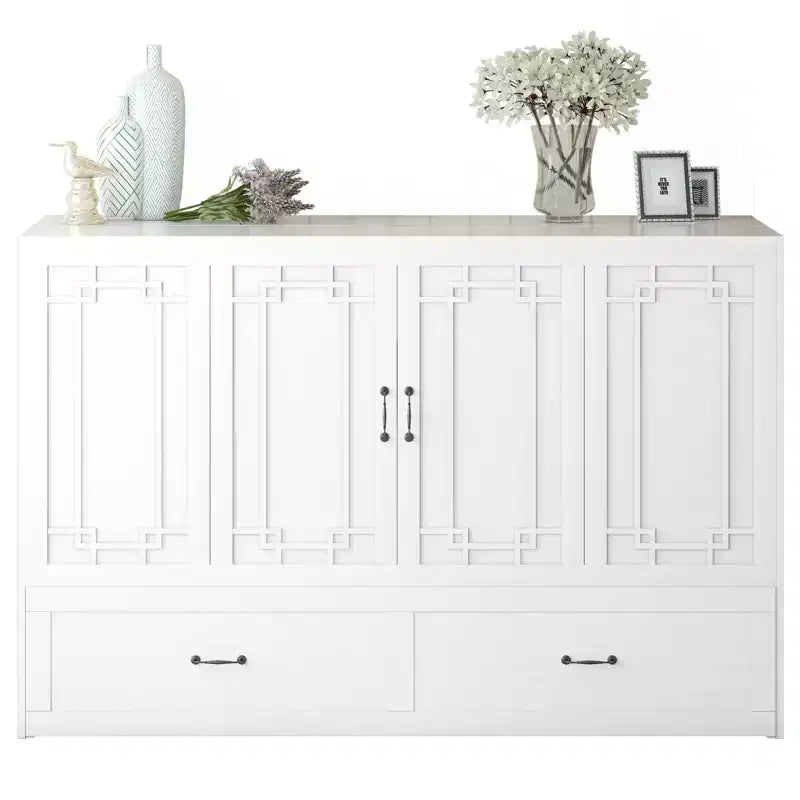 Lit escamotable Mjkone Queen avec matelas, lit-armoire cube pliable et compact