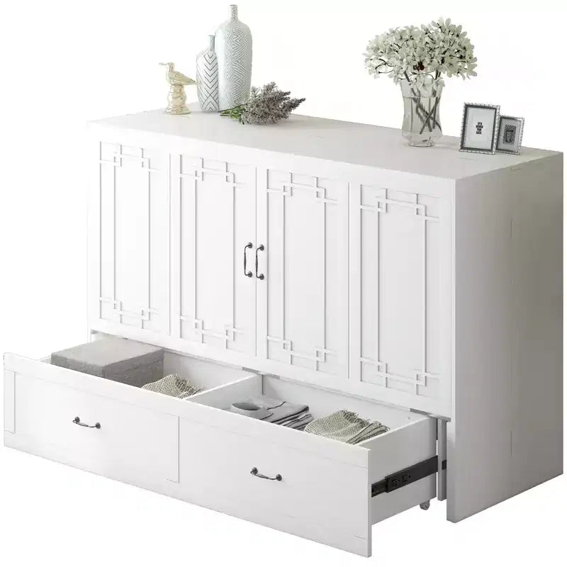 Lit escamotable Mjkone Queen avec matelas, lit-armoire cube pliable et compact