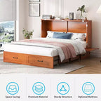 Lit escamotable Mjkone Queen avec matelas, lit-armoire cube pliable et compact