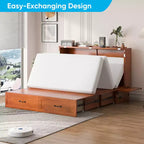 Lit escamotable Mjkone Queen avec matelas, lit-armoire cube pliable et compact