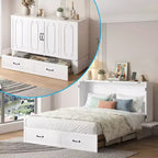 Lit escamotable Mjkone Queen avec matelas, lit-armoire cube pliable et compact