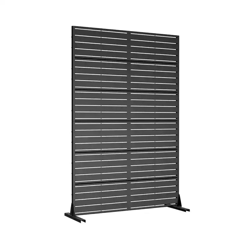 MAYEERTY 72x47x16 pouces, Paravent Intimité Extérieur Classique à Persiennes en Acier Galvanisé Noir, Lot de 6