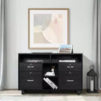 Meuble classeur Karl Home à 4 tiroirs en MDF noir de 104 cm de largeur