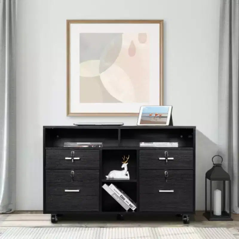 Meuble classeur Karl Home à 4 tiroirs en MDF noir de 104 cm de largeur