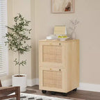 Classeur vertical à 2 tiroirs en MDF beige Karl Home de 38 cm de large