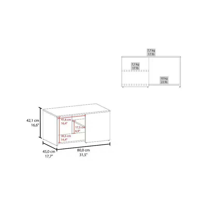 Table basse rectangulaire Okak avec étagère ouverte spacieuse et matériau durable pour salon/bureau, gain de place