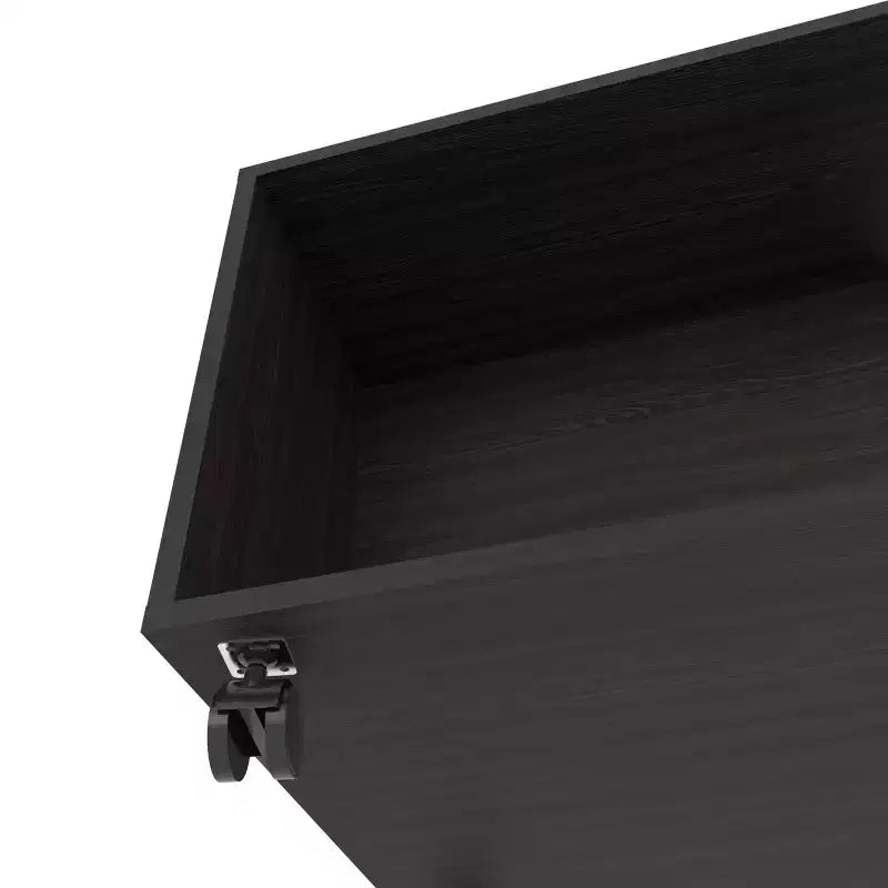 Table basse rectangulaire Okak avec étagère ouverte spacieuse et matériau durable pour salon/bureau, gain de place