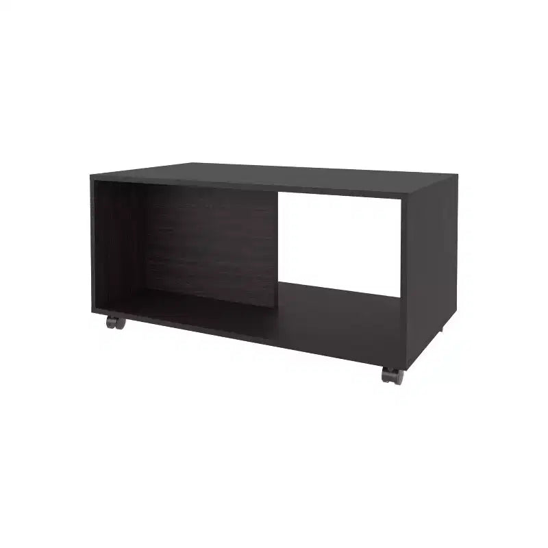 Table basse rectangulaire Okak avec étagère ouverte spacieuse et matériau durable pour salon/bureau, gain de place