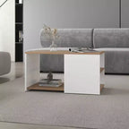 Table basse rectangulaire Okak avec étagère ouverte spacieuse et matériau durable pour salon/bureau, gain de place