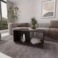 Table basse rectangulaire Okak avec étagère ouverte spacieuse et matériau durable pour salon/bureau, gain de place