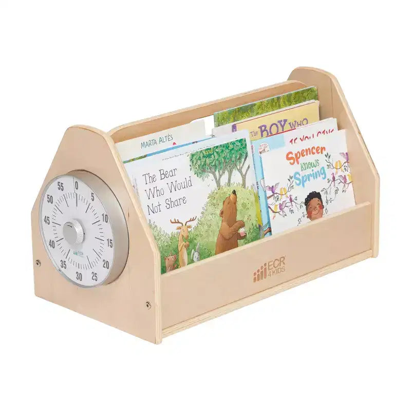 Chariot à livres double face ECR4Kids avec minuterie, bibliothèque portable