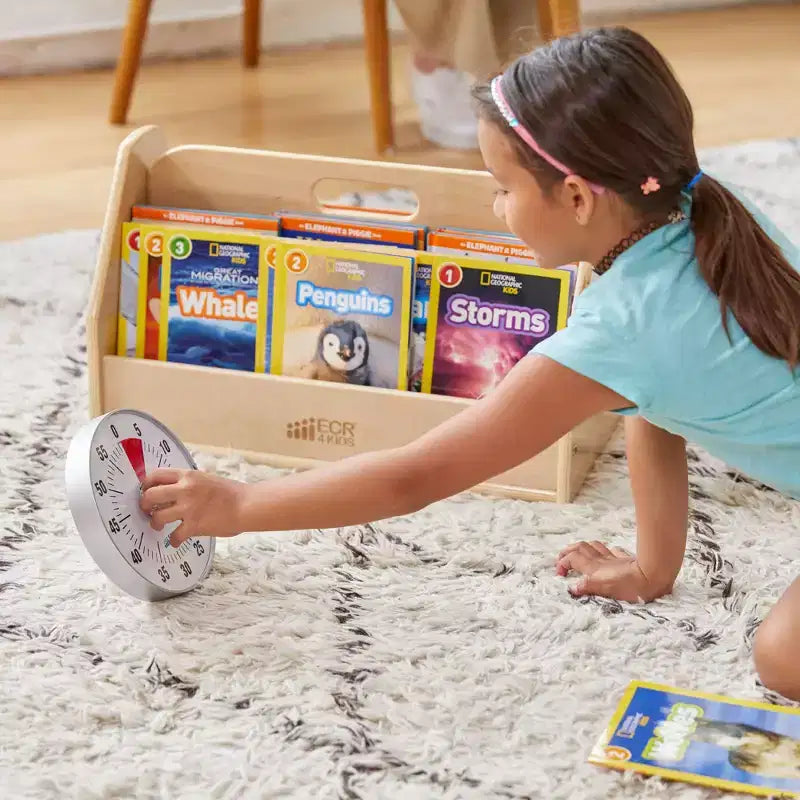 Chariot à livres double face ECR4Kids avec minuterie, bibliothèque portable
