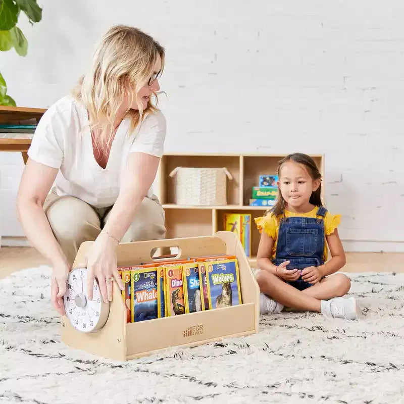 Chariot à livres double face ECR4Kids avec minuterie, bibliothèque portable