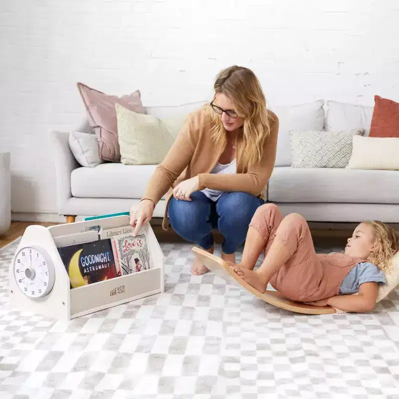 Chariot à livres double face ECR4Kids avec minuterie, bibliothèque portable