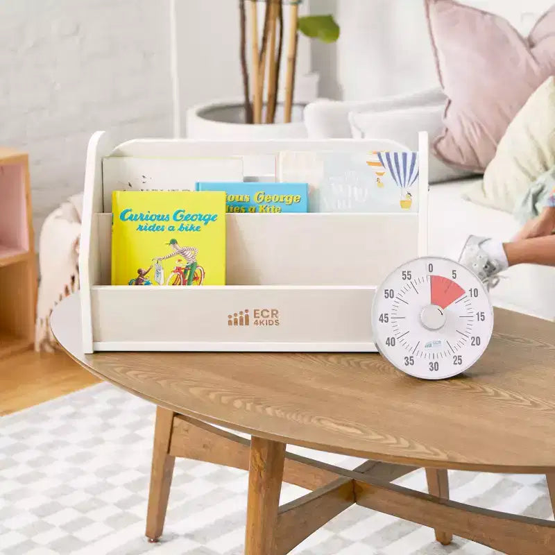 Chariot à livres double face ECR4Kids avec minuterie, bibliothèque portable