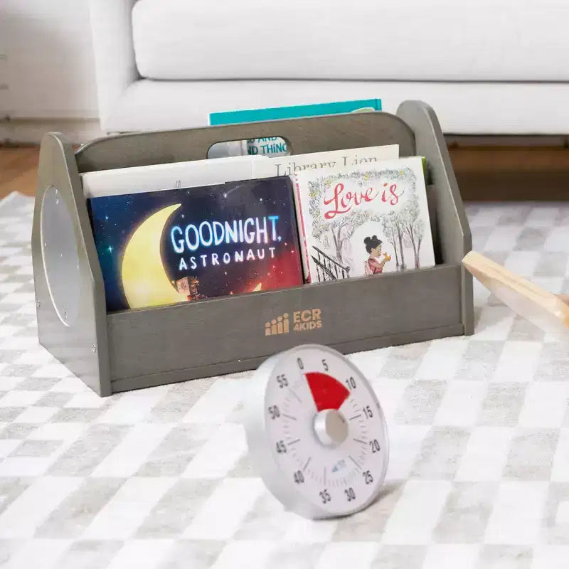 Chariot à livres double face ECR4Kids avec minuterie, bibliothèque portable