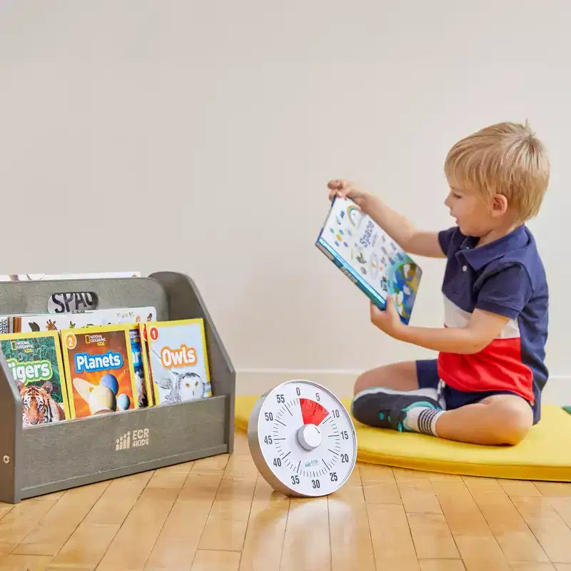 Chariot à livres double face ECR4Kids avec minuterie, bibliothèque portable