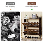 Chic Crate-2-Drawer Flip-Top Shoe Cabinet Étroit | Entrée | Pieds en métal | Marron rustique | 31,5inx8,5inx39,5in